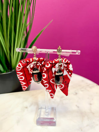 Red Bandana & Black Football Earrings