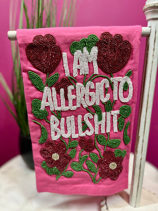 Pink Bullshit Beaded Tea Towel