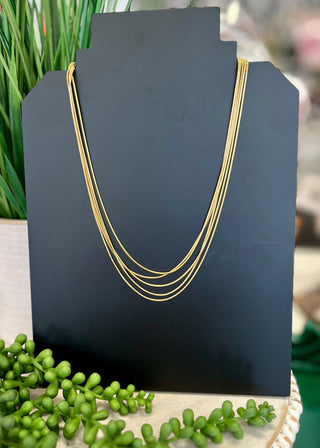 Gold 5 Strand Layering Necklace - Water Resistant