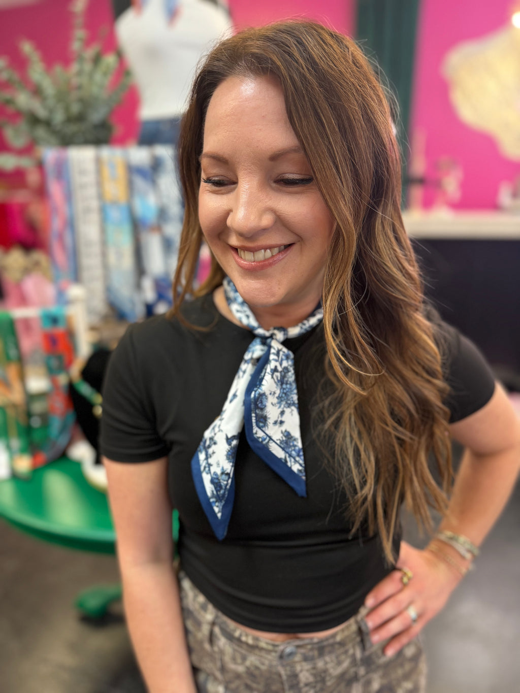 Dark Blue Floral Twilly
