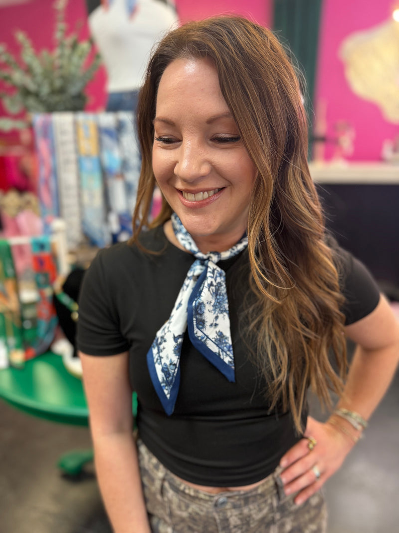 Dark Blue Floral Twilly