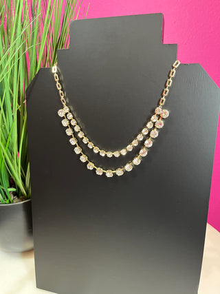 Gold & Crystal 2 Strand Layered Necklace