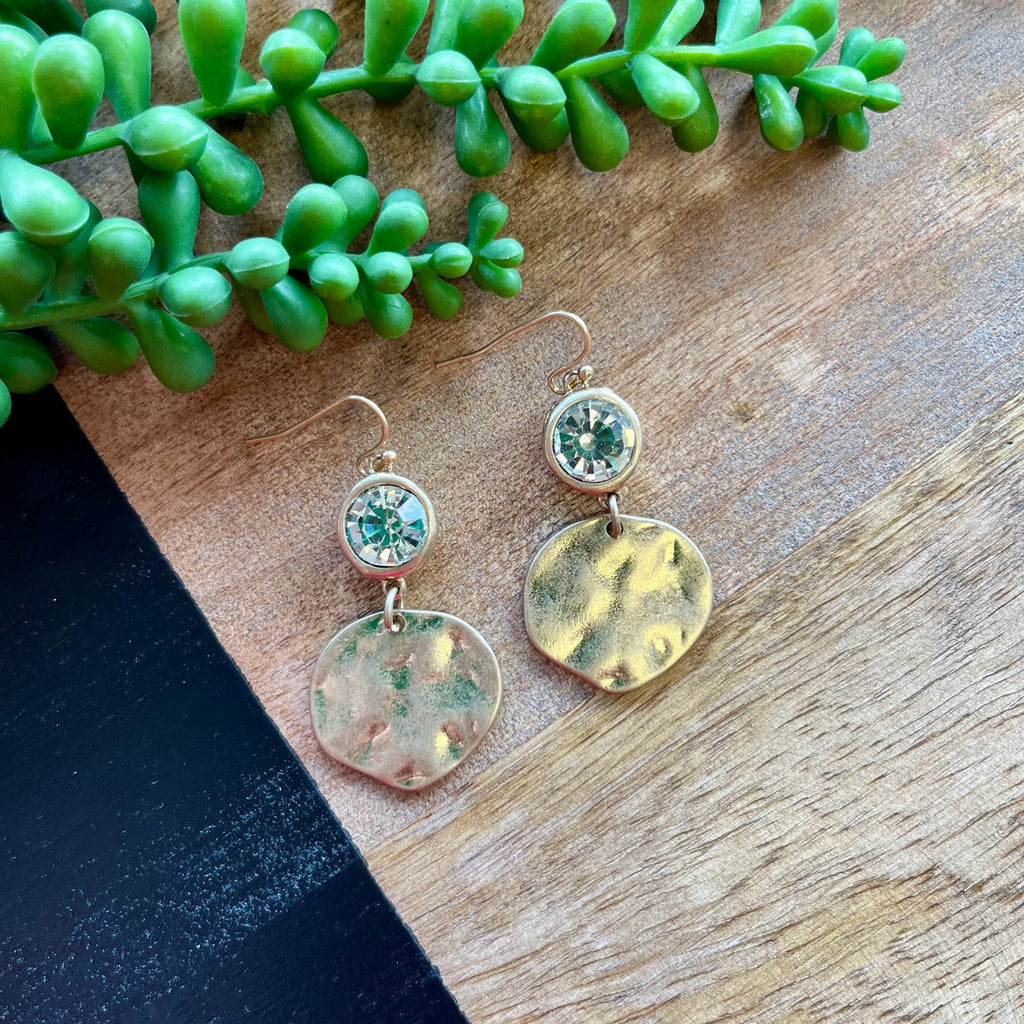 Crystal & Muted Gold Circle Earring