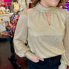 Gold Metallic Mock Turtleneck Top