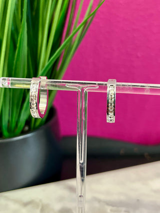 Secrets Silver & Crystal Md Hoop Earrings - Water Resistant