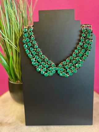 Green Crystals Bling Collar Necklace