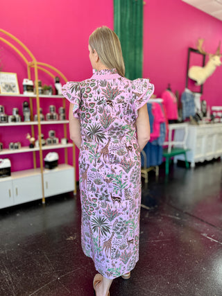 Pink Safari Print Maxi Dress