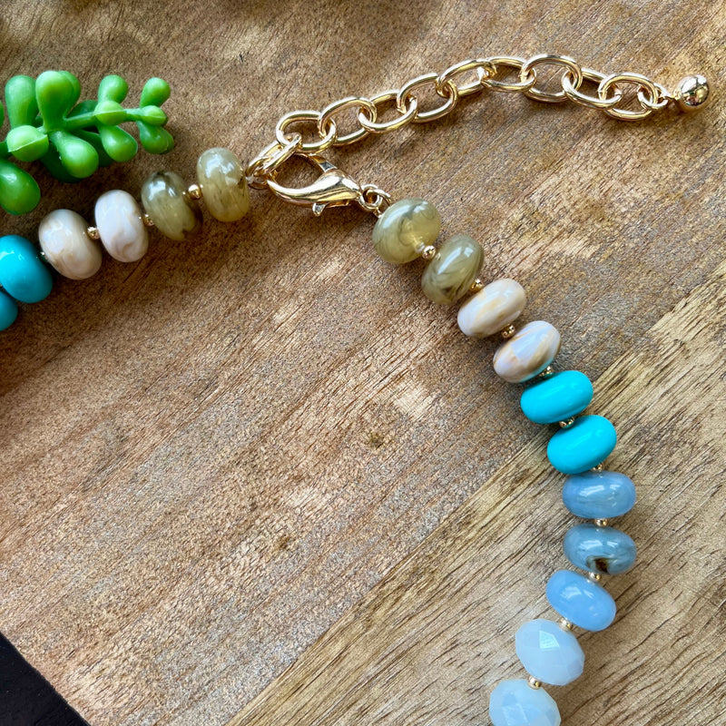 Blue & Turq Tone Stone Necklace