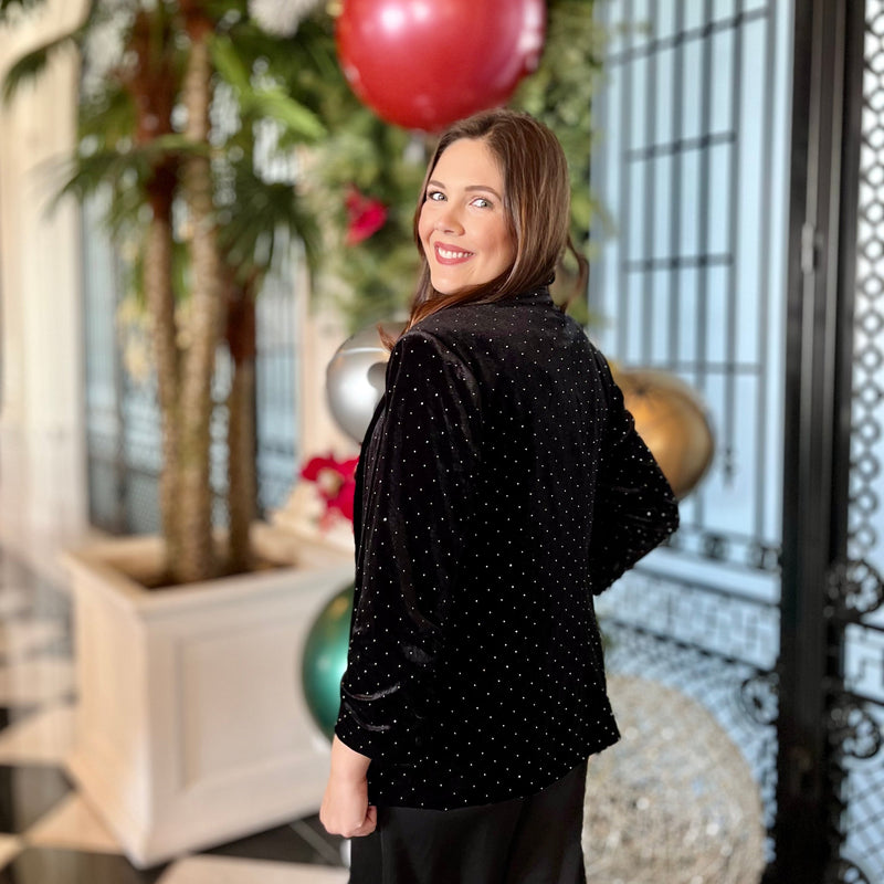 Sparkle Me Black Velvet Blazer