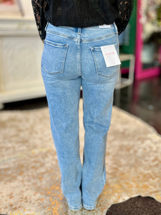 Glowing High Rise Slim Wide Leg Denim Jean