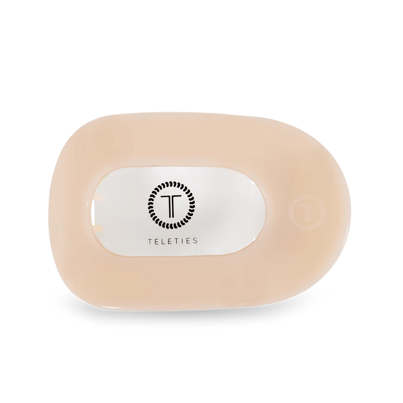 Almond Beige Large Flat Round Teleties Clip