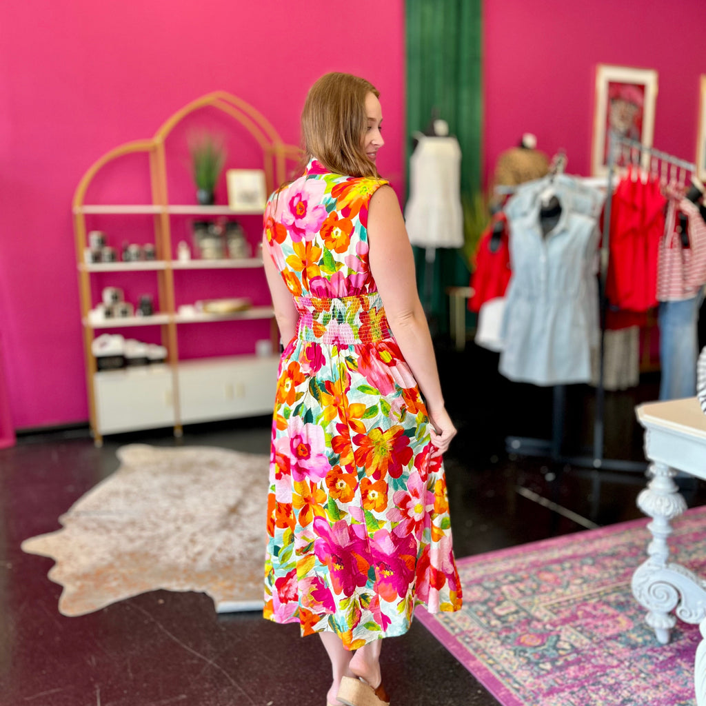 Bright & Fun Floral Midi Dress