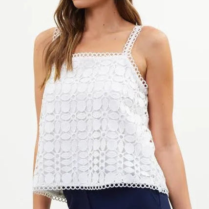 Plus White Crochet Lace Cami