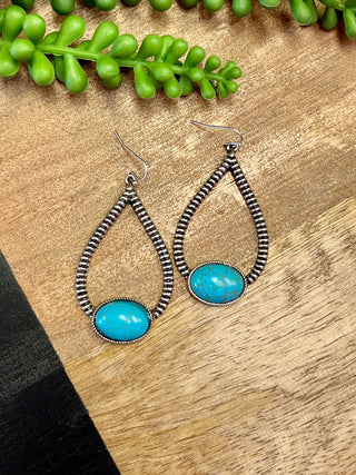 Silver Teardrop & Turq Earring