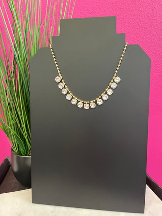 Too Chic Round Clear Crystal Dangle Necklace