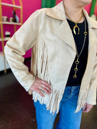 Miranda Bone Suede Fringe Jacket