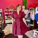 Maroon Smocked Waist Dress