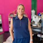 Navy Sleeveless Polo Top