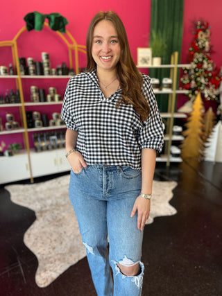 Black & White Gingham Top