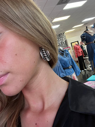 Silver Wide Large Hoop Earrings