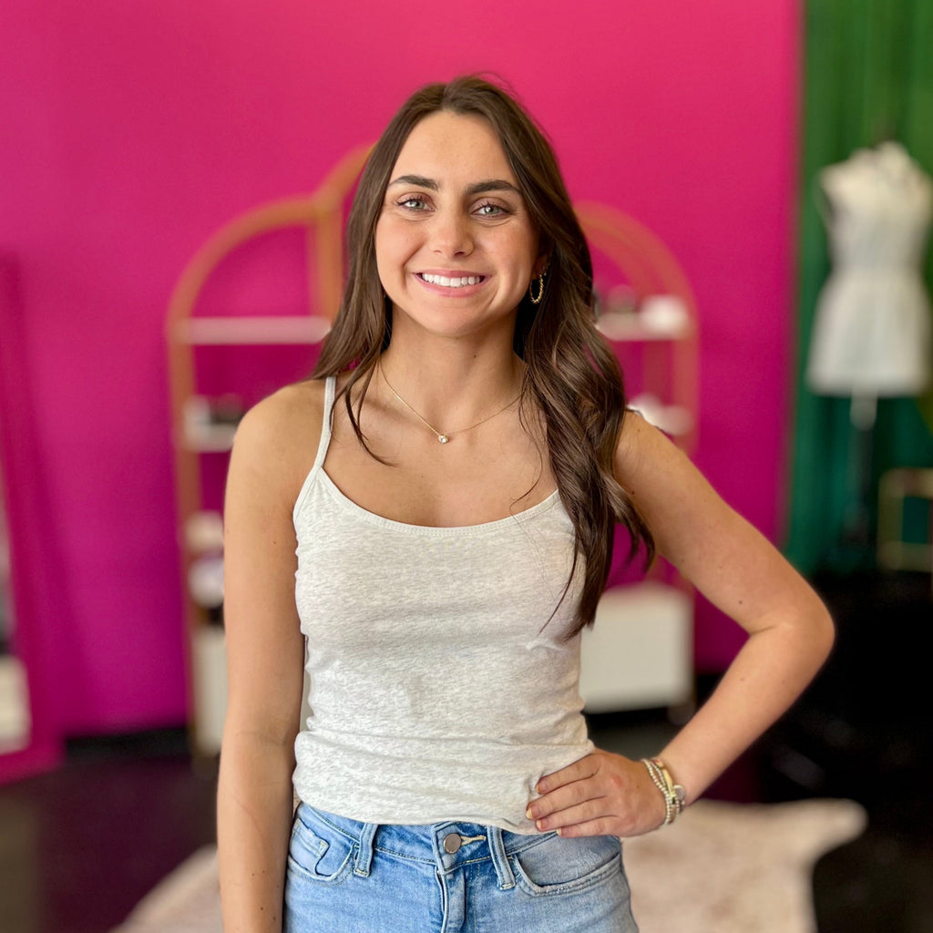 Oatmeal Spaghetti Strap Cami Tank