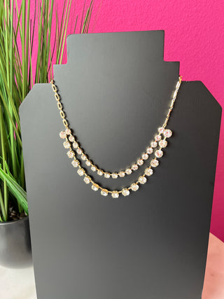Gold & Crystal 2 Strand Layered Necklace