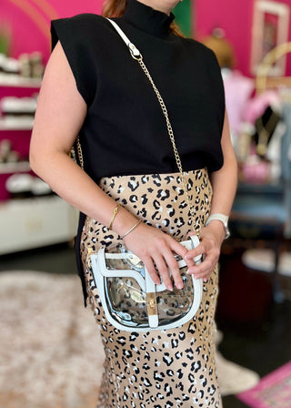 White & Clear Saddle Bag Purse