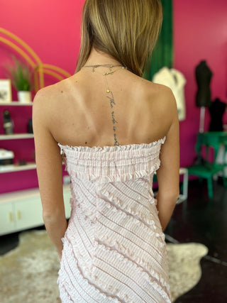 Dusty Pink Textured Ruffle Maxi Dress