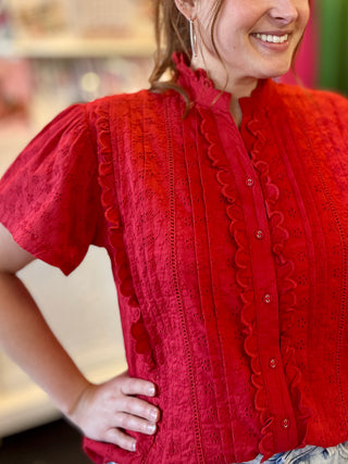 Lilly Red Eyelet Top