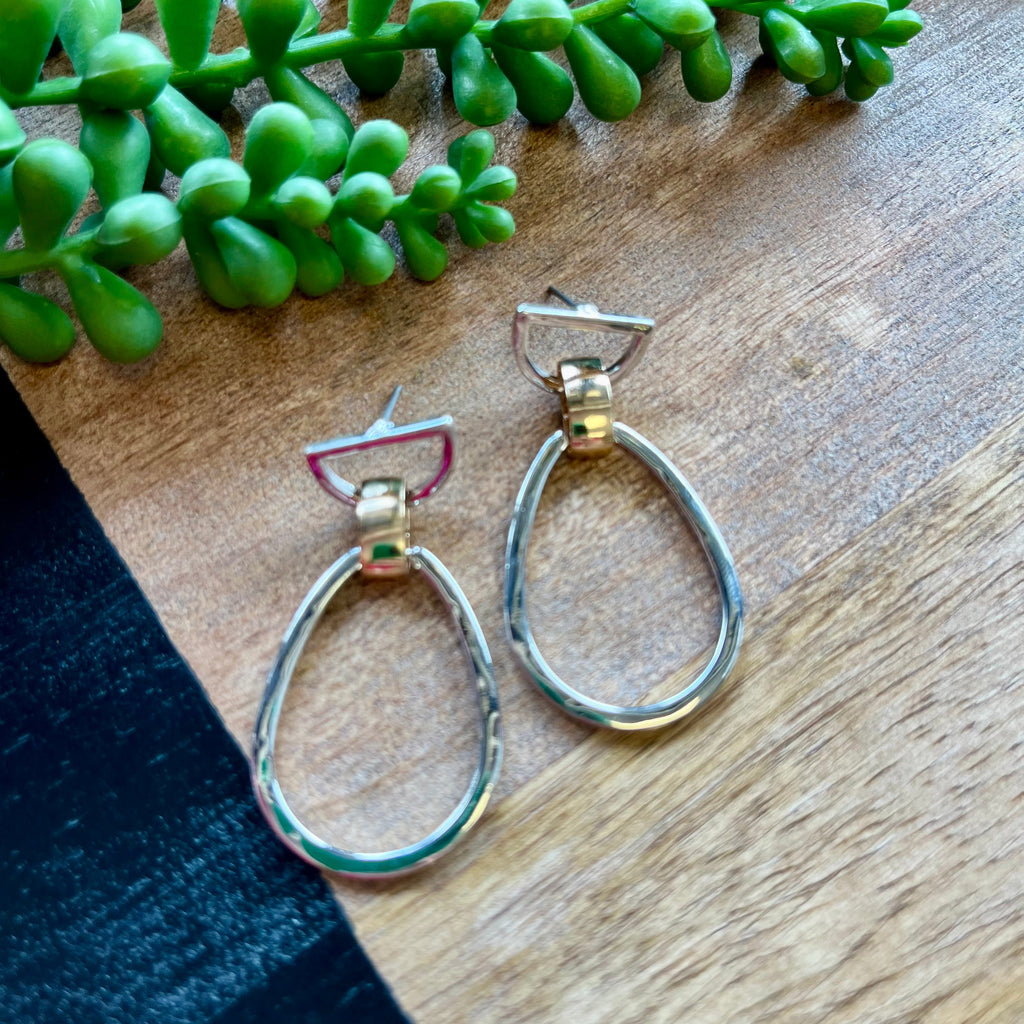 Mixed Metal Stirrup Earrings