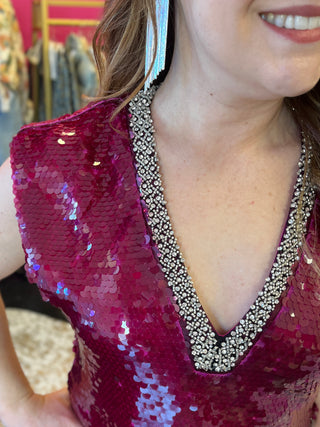 Magenta Pink Sequin Dress