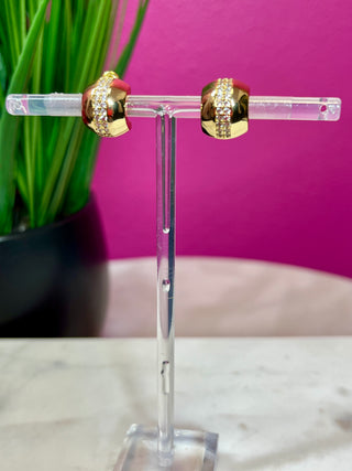 Gold & Crystal Line Huggie Earrings