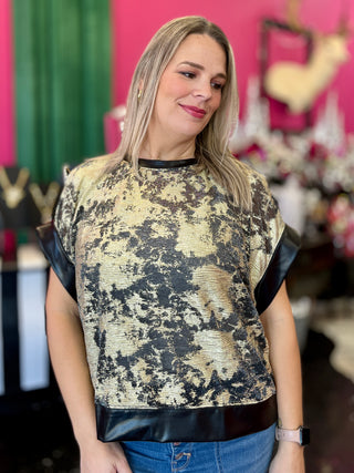 Gold & Black Metallic Top