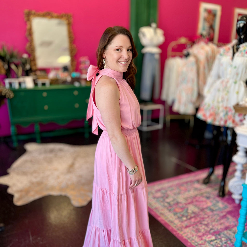 Baby Pink Halter Maxi Dress