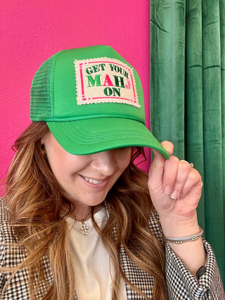 Get Your Mahjong On Green Trucker Hat