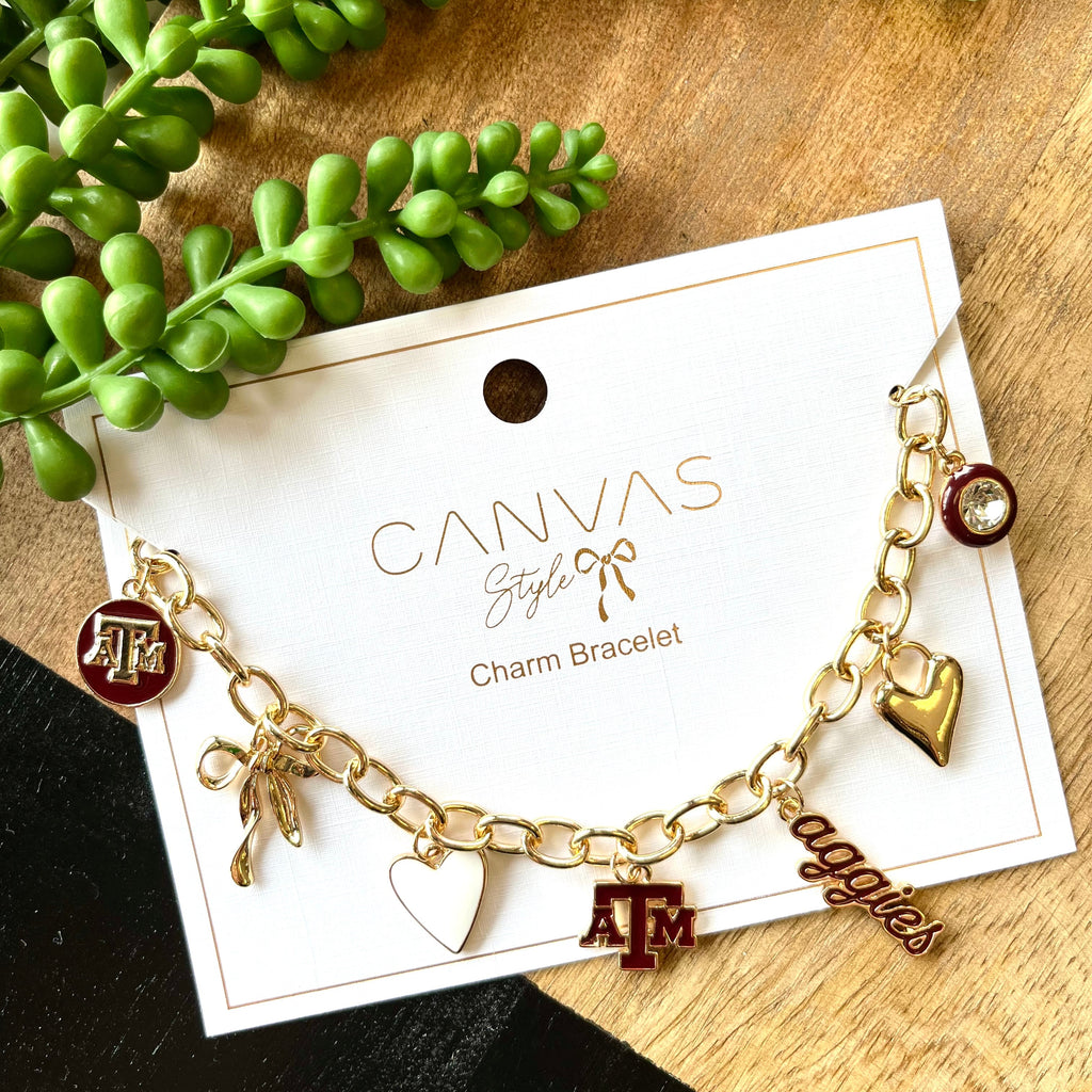 Texas A&M Gold Charm Bracelet