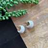 White Crystal Wide Sm Hoop Earrings