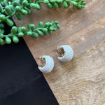 White Crystal Wide Sm Hoop Earrings