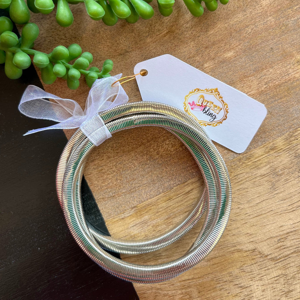 Silver Stretchy Bracelet Set