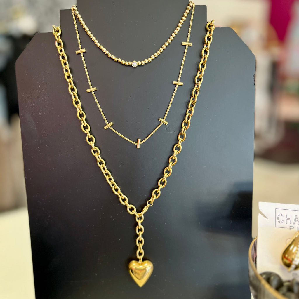 Gold Scattered Bar Necklace - Water Resistant