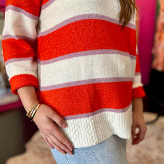 Orange & Ivory Striped Sweater