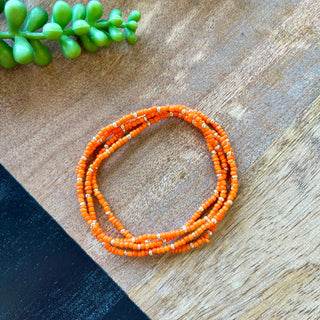 Orange Tiny Bead 4 Bracelet Set