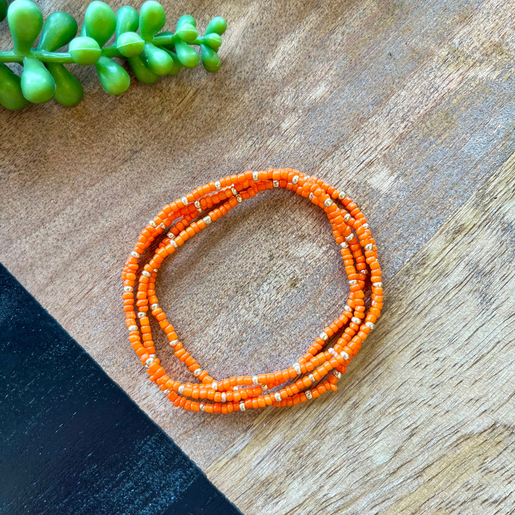 Orange Tiny Bead 4 Bracelet Set