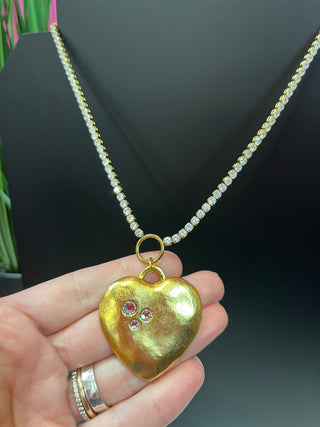 Gold Plated heart & Crystal Necklace