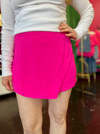 Bright Pink Wrap Skort