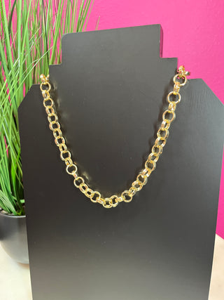 Gold Circle Link Necklace