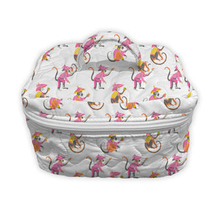 Monkey Icon White Quilted Travel Case