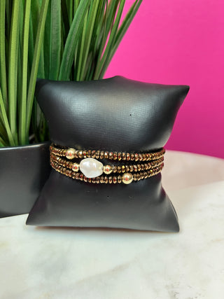 Brown Hematite Beaded Bracelet Set