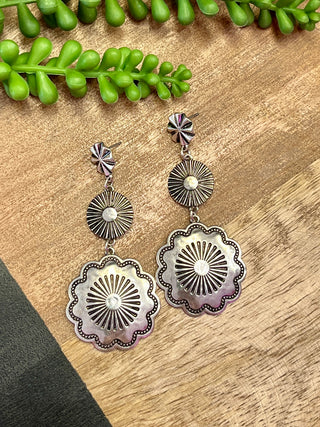 Silver 3 Concho Long Earring
