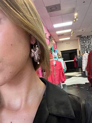 Bronze Western Saddle Earrings